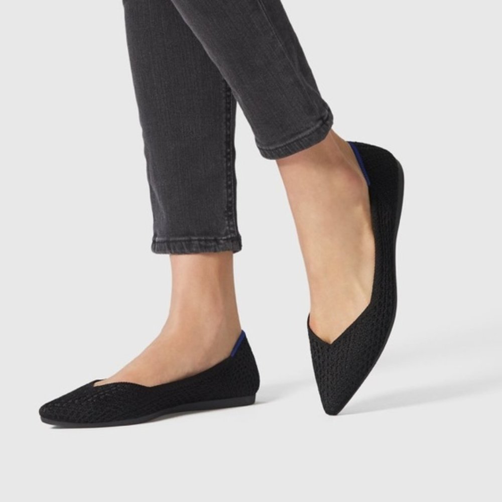 Rothy's Black HoneyComb Pointed Toe Flats
